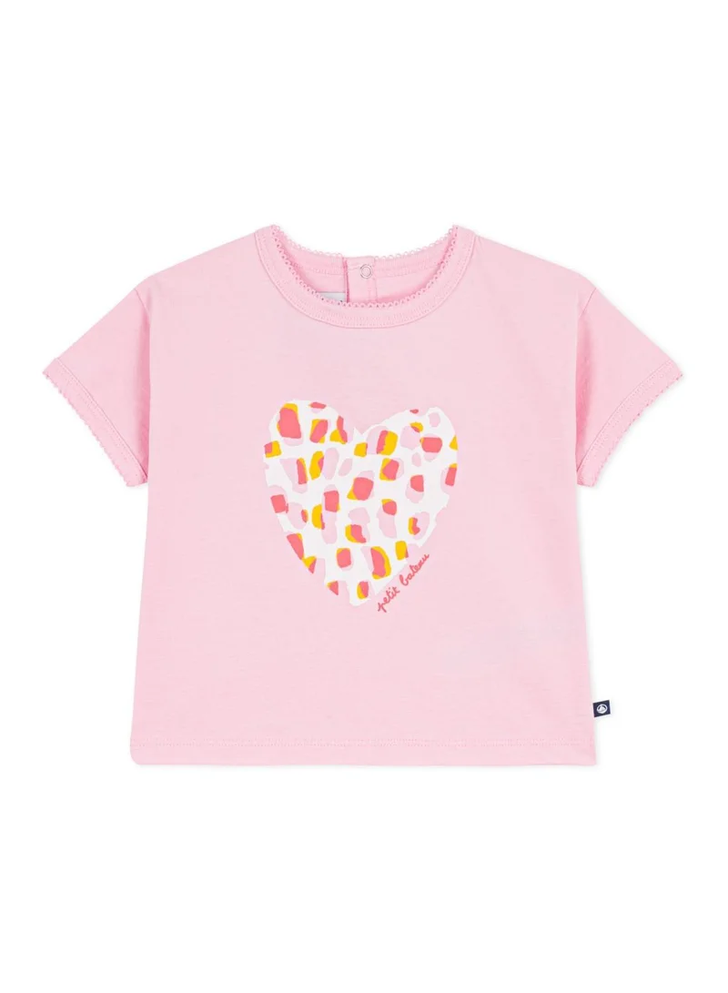 Petit Bateau Babies' short-sleeved cotton T-shirt with a flower motif